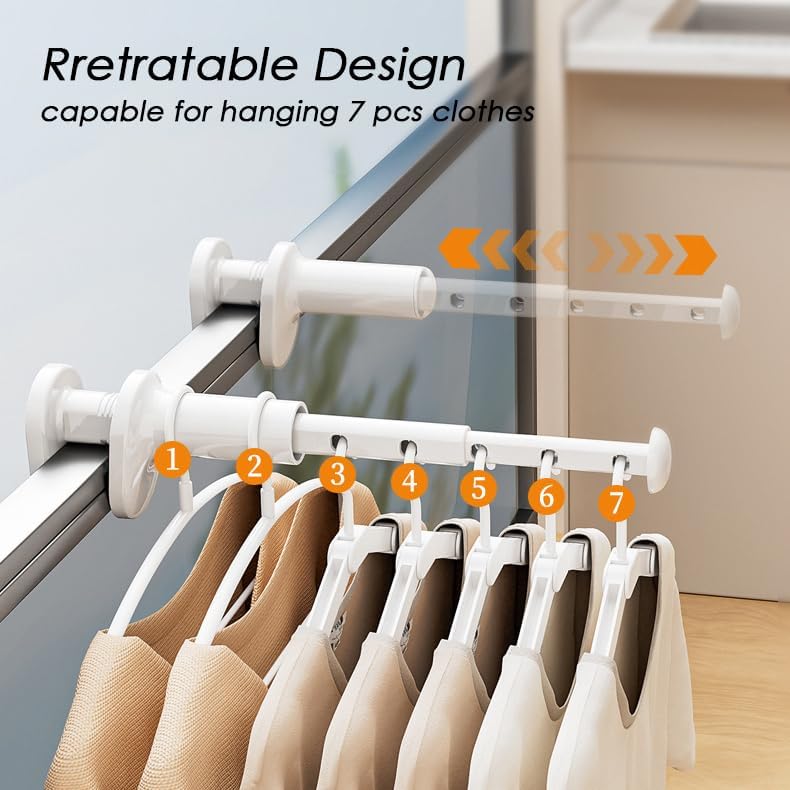 TASEVO Portable Travel Clothes Drying Rack - Clamping Design- Retractable Rob - Anti-Scratch Silicon Pad - Enhance Stability - Suitable for Door, Drawer, Luggage Handle - Image 3